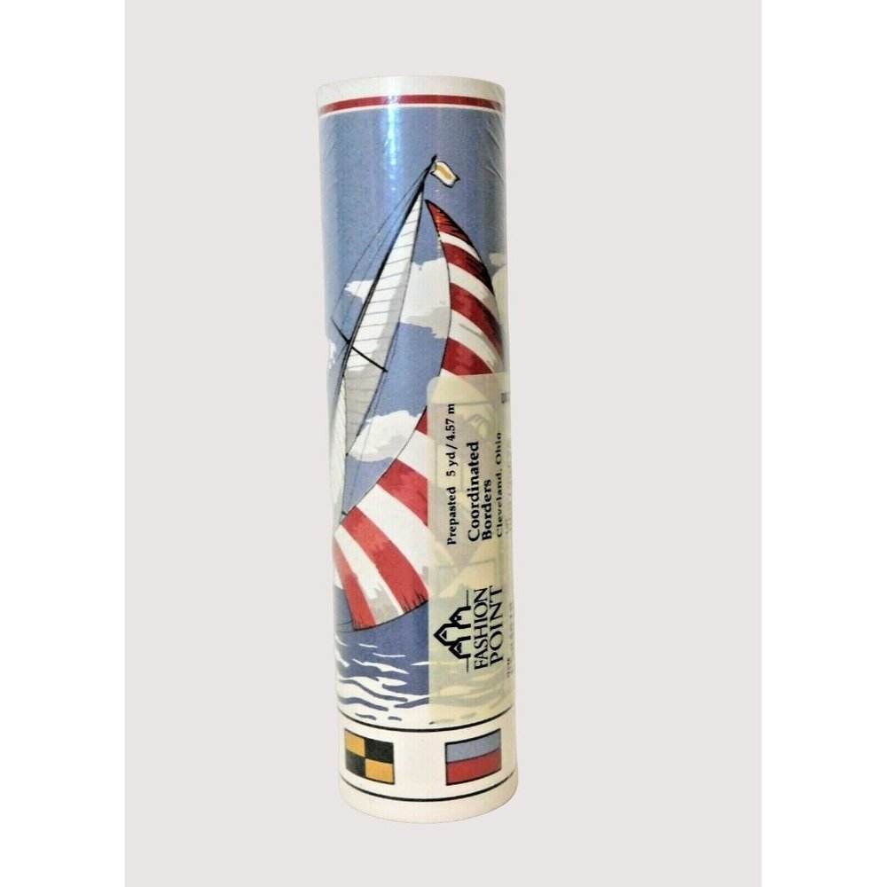 Nautical Flags Sailboat Wallpaper Border Prepasted 15' x 7" by Fashion Point